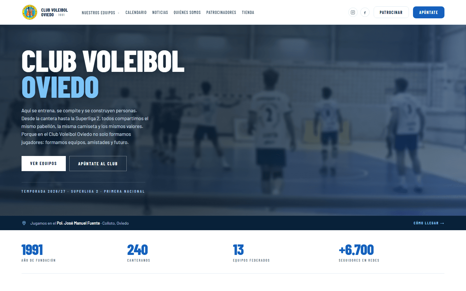 Pantalla principal de Club Voleibol Oviedo