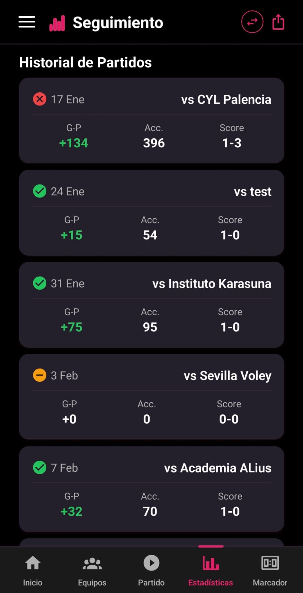 VBStats — pantalla 3