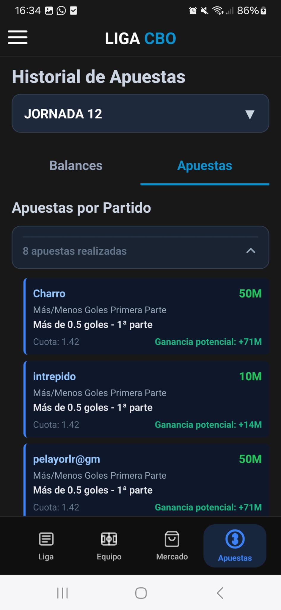 DreamLeague Historial Apuestas 2